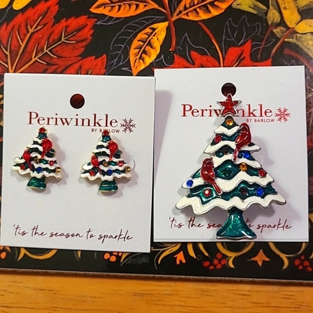 NWT Periwinkle by Barlow Earrings And Pin